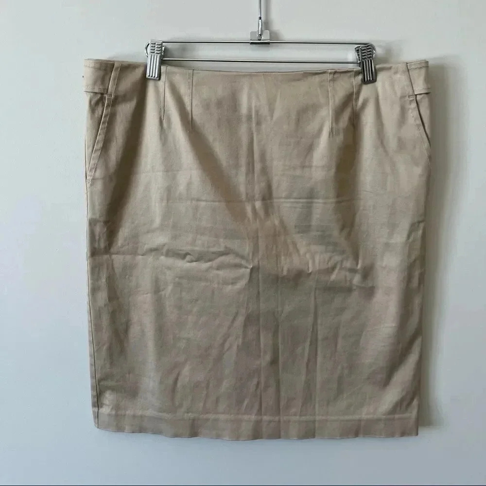 Tristan Khaki Slim Fit Pencil Skirt Taupe Size 12
